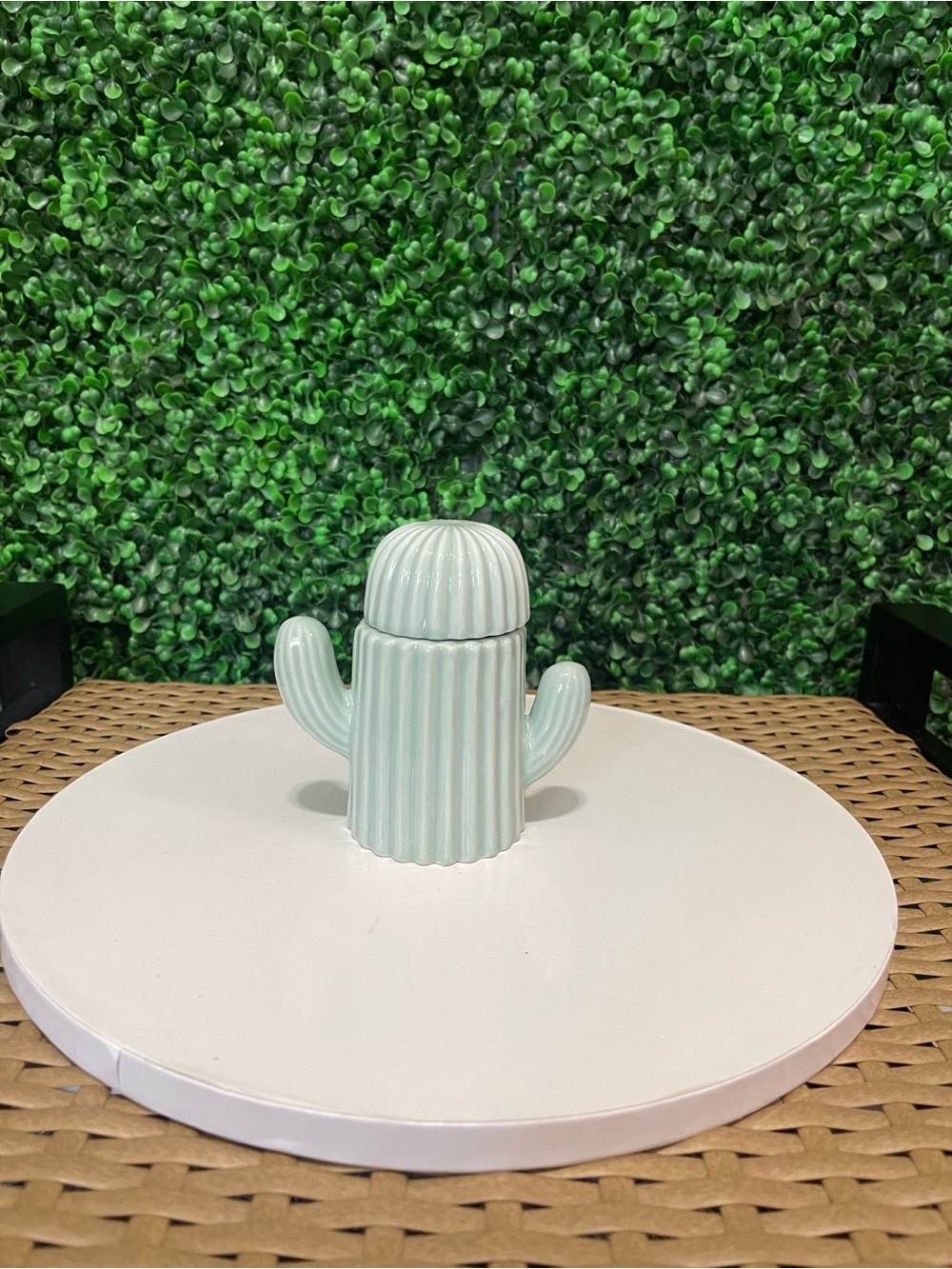 Mint Green Ceramic Cactus Trinket Box